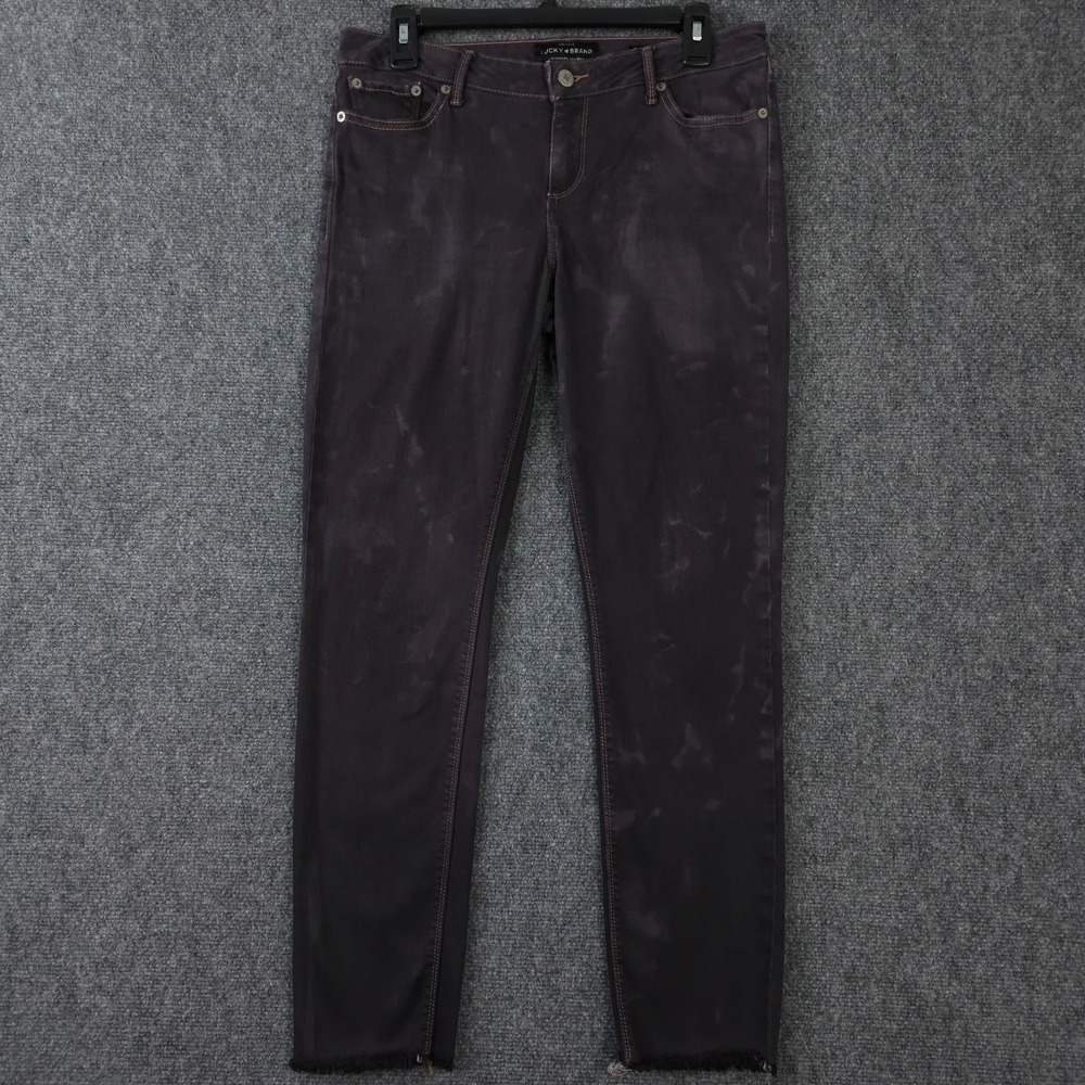 Lucky Brand Jeans Womens 8 29 Purple Pink Tie Dye Lolita Skinny Stretch Raw Hems
